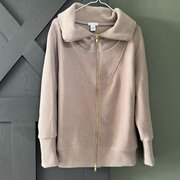 Better Together Tops - Better Together Tan Zip Up Sweatshirt